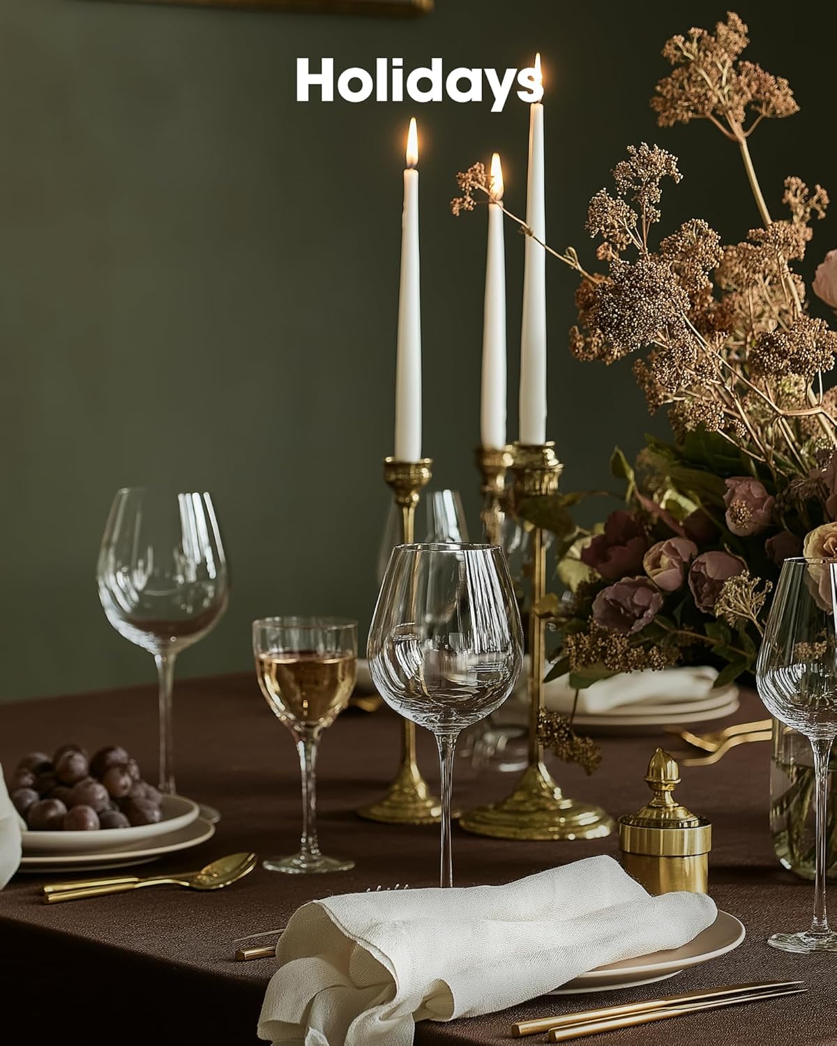 Pureegg Disposable Plastic Tablecloths - 10 Pack, 54 x 108 Inch, Sturdy & Leakproof, Brown for Parties & Thanksgiving