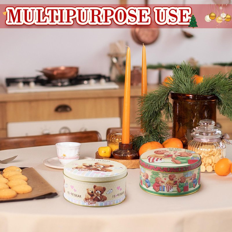 Yaomiao 12 Pack Christmas Cookie Tins with Lids for Gift Giving Small Xmas Tin Containers Round Metal Christmas Tins Empty Cookie Jar for Gift Giving Holiday Party Favors (Lovely Style)