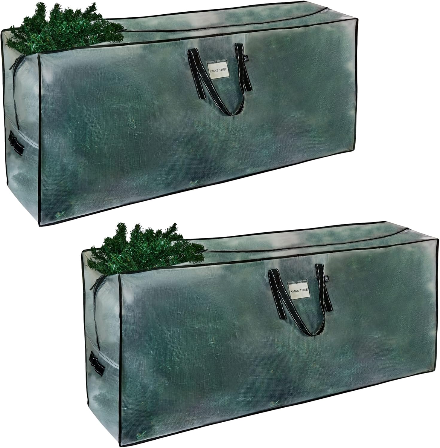 VENO Clear Christmas Tree Storage Bag | Heavy-Duty 9 Ft Capacity with Zipper & Durable Handles (2 Pack)