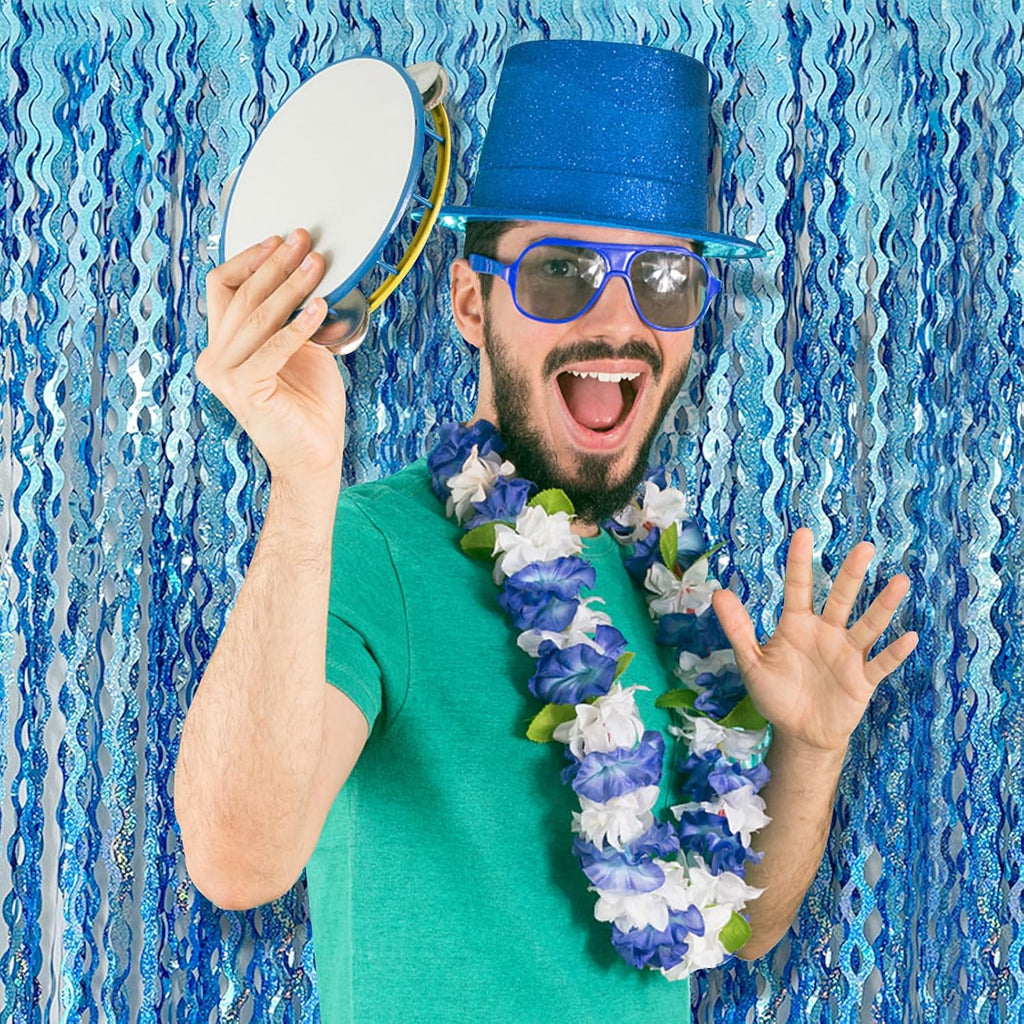 Skiennix Tinsel Foil Fringe Curtains - Sparkling Wavy Backdrop for Parties & Events | Photo Booth Decor