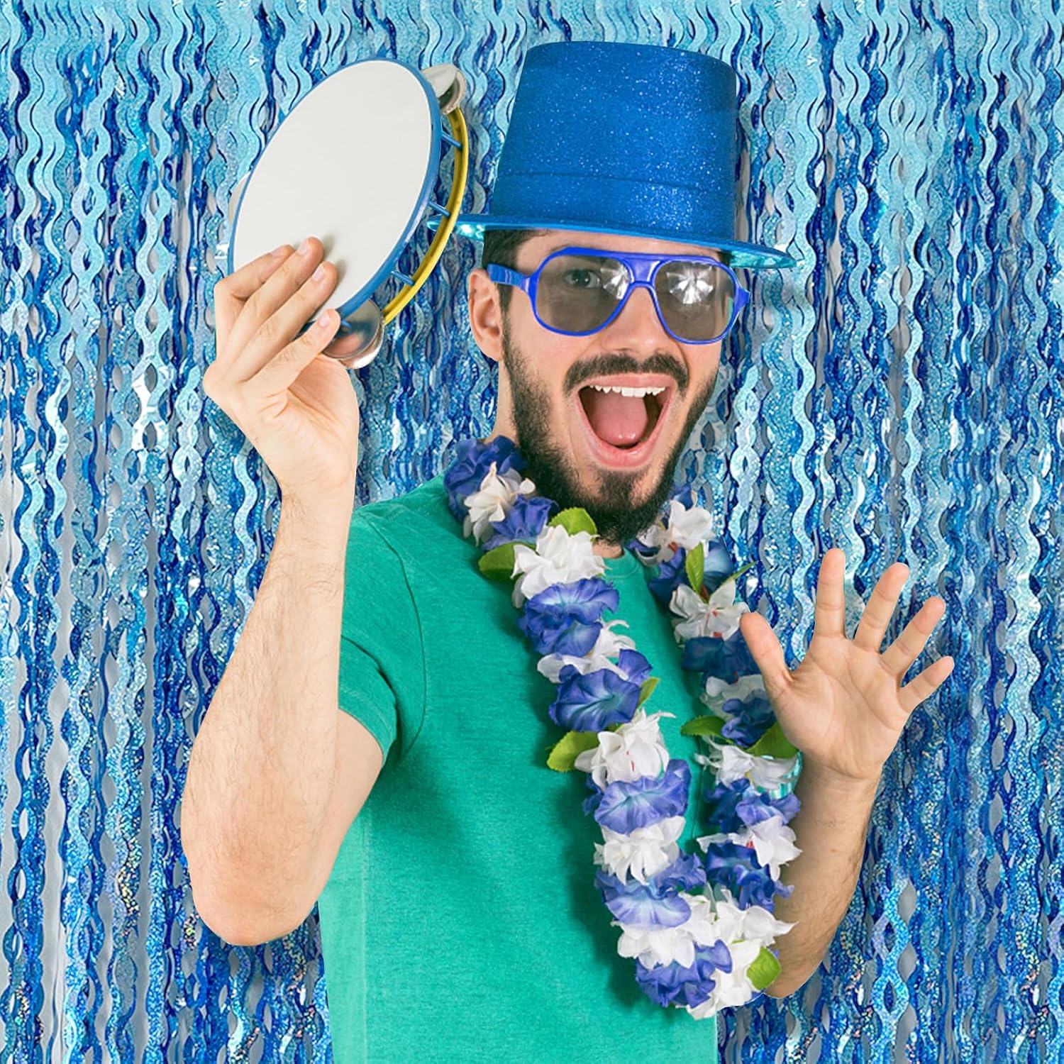 Skiennix Tinsel Foil Fringe Curtains - Sparkling Wavy Backdrop for Parties & Events | Photo Booth Decor