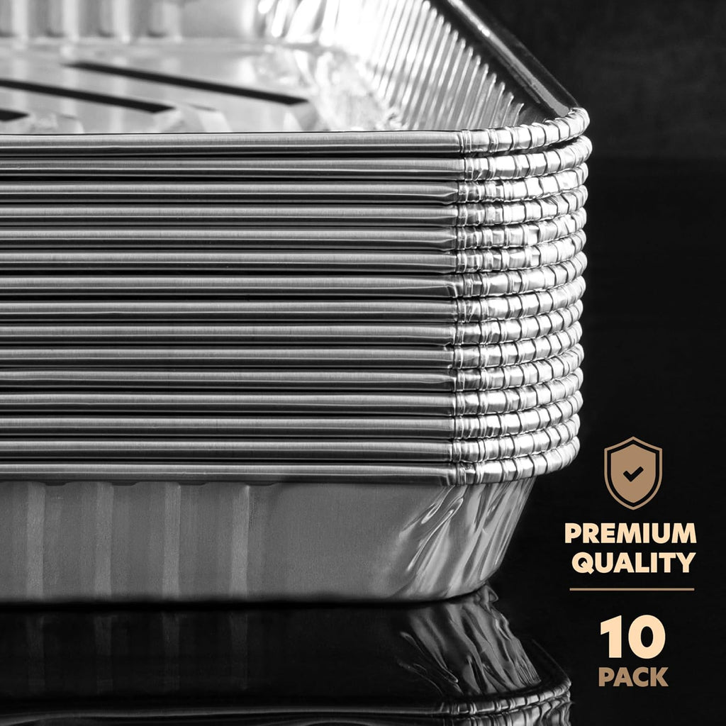 PlasticPro Aluminum Pans - Heavy Duty Disposable Cookie Sheets | 10 Pack, 9'' x 13'' Size