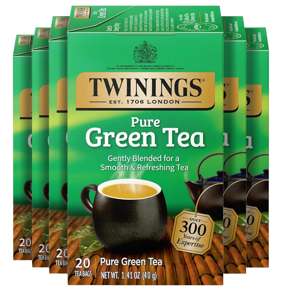 Twinings Pure Green Tea - Individually Wrapped Bags, Smooth Flavor & Enticing Aroma | 120 Teabags (Pack of 6)