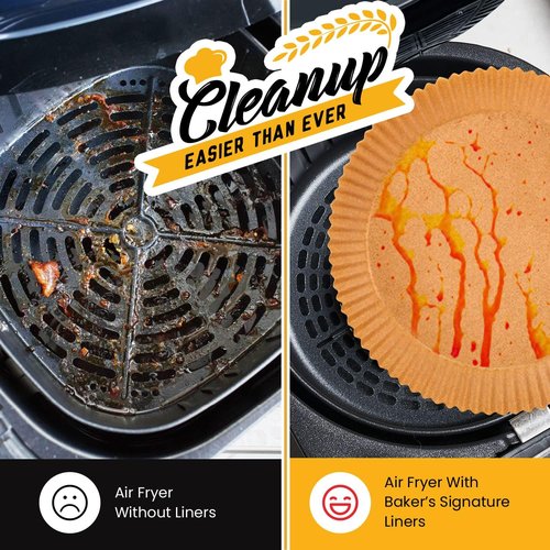 Baker's Signature Air Fryer Liners - 125 Pcs Non-Stick Disposable Parchment Paper | 6.3” Round, Oil Proof