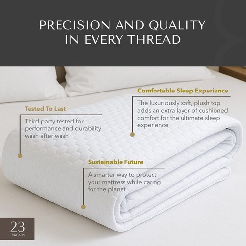 23 Threads X161 Series Padded, Plush, Soft, Luxurious, Waterproof Noiseless Mattress-Protector Cover, Fitted, with Ctrl+Z Technology, Mattress Not Included, 16 Inch Deep, Twin