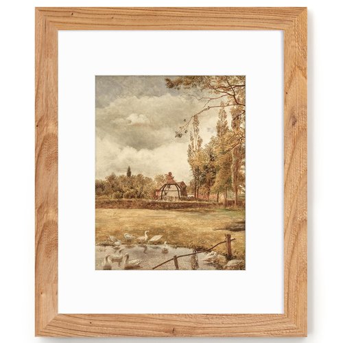 Fun Memories 16x20 Picture Frame, Solid Elm Wood Photo Frame with Tempered Glass, 16"x20" Frame matted to 11x14, Rustic Picture Frames, 16 by 20 Poster Frame for Wall Decoration, Natural, 1 Pack