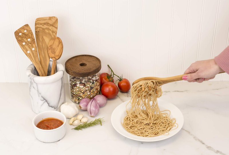 Eddington 50016 Italian Olive Wood Pasta Server, Handcrafted in Europe, Brown, 12-Inches