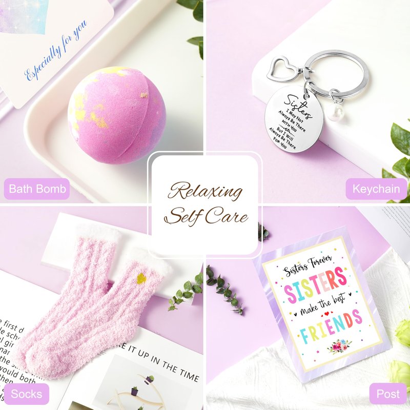 Sisters Birthday Gifts for Women Teen Girl, Best Friend Birthday Gifts Unique Friendship Gifts for Bestie BFF Friends Female Soul Sister Birthday Christmas Gift (Sisters Gifts-Purple)