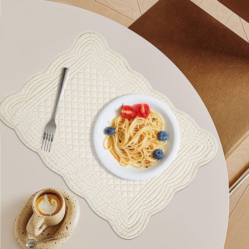 MABOZOO 100% Cotton Quilted Placemats Set of 6,Washable Cloth Table Placemats for Kitchen & Dining Table