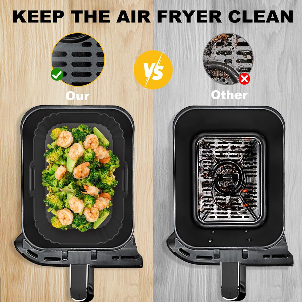 Silicone Air Fryer Liners by Ninja | Reusable 2-Pack for 8-10QT Dual Basket Air Fryers