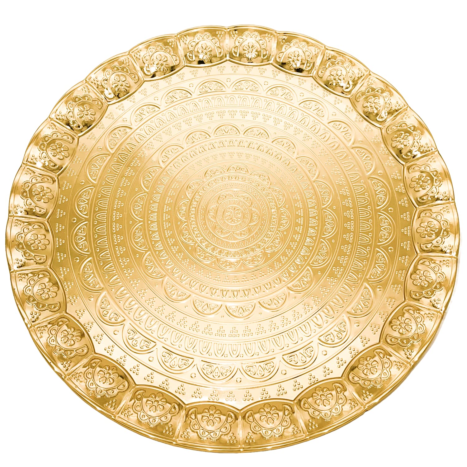Serving Tray, Coffee Tea Serving Metal Wavy Round Tray 14''(Inches) | Mr Zoni (Gold)