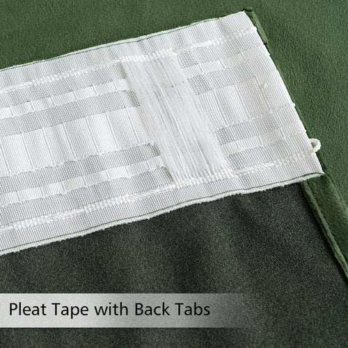 MIULEE Olive Green Velvet Curtains 96 inches 2 Panels - Pinch Pleated Luxury Room Darkening Blackout Window Drapes for Bedroom Living Room Thermal Insulated Super Soft, Back Tab Rod Pocket