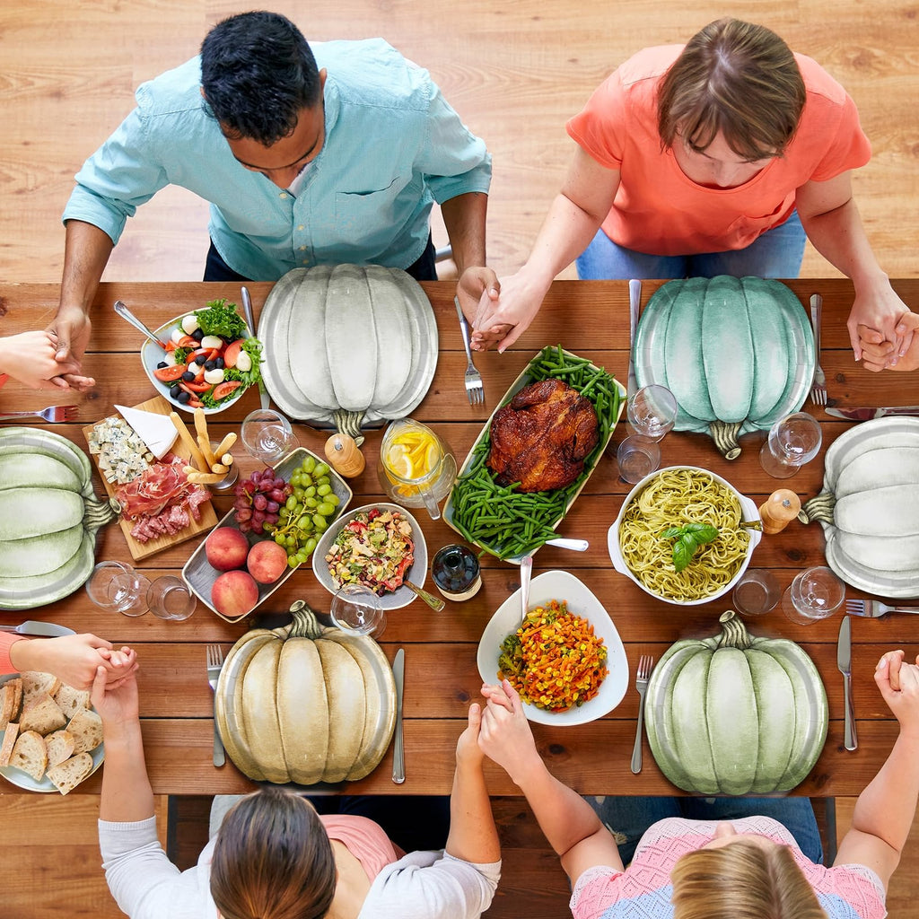 Suzkoqo 40Pcs Pumpkin Paper Plates Fall Paper Plates Blue Pumpkin Disposable Plates Thanksgiving Harvest Party Dinner Plates for Autumn Holiday Catering Events Dinning Party Favors 7.4x7.3 inch