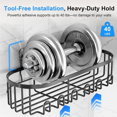 GearFusion Shower Caddy - Rustproof Stainless Steel Bathroom Organizer with 18 Hooks & Soap Holder | 5 Pack