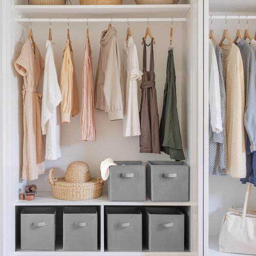 Cupic Cupid Storage Cubes - 11x11 Collapsible Bins with Handles | 6 Pack Organizer for Clothes & Toys - Gray