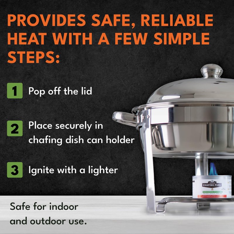 Superior Trading Co. Chafing Fuel Cans, Up to 6 Hour Food Burners for Parties, Smokeless, Resealable, Indoor Outdoor Catering & Food Service, 24 Pack