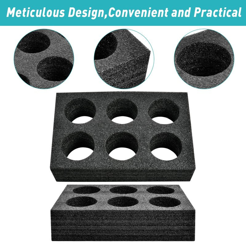 Akamino 2Pcs Takeout Cup Holders Foam, 6 Cups Foam Takeout Coffee Carrier Trays to Go Drink Holder for Delivery Hot and Cold Beverages, Milk Tea (Black, 31x20CM)
