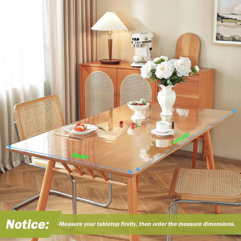 Clear Table Protector 35.4 x 59 Inch, 1.5mm Thick Plastic Table Cover, Waterproof PVC Clear Table Cover Protector, Desk Protector Mat, Writing Desk Pad for Desktop, Coffee & Dining Room Table