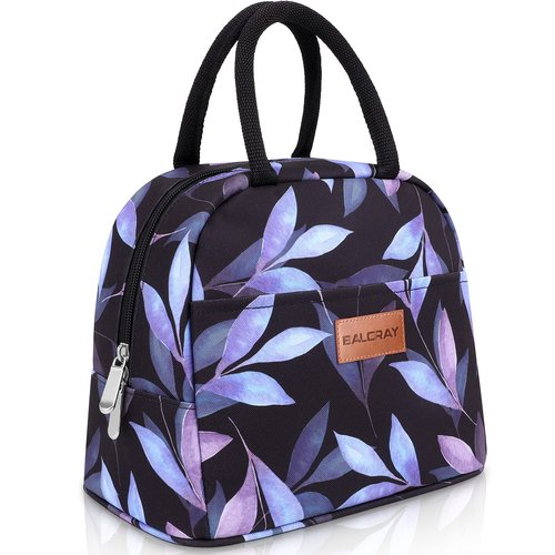 BALORAY Lunch Bag for Women Men Insulated Lunch Box for Adult Reusable Lunch Tote Bag for Work, Picnic or Travel (Blue Leaves)