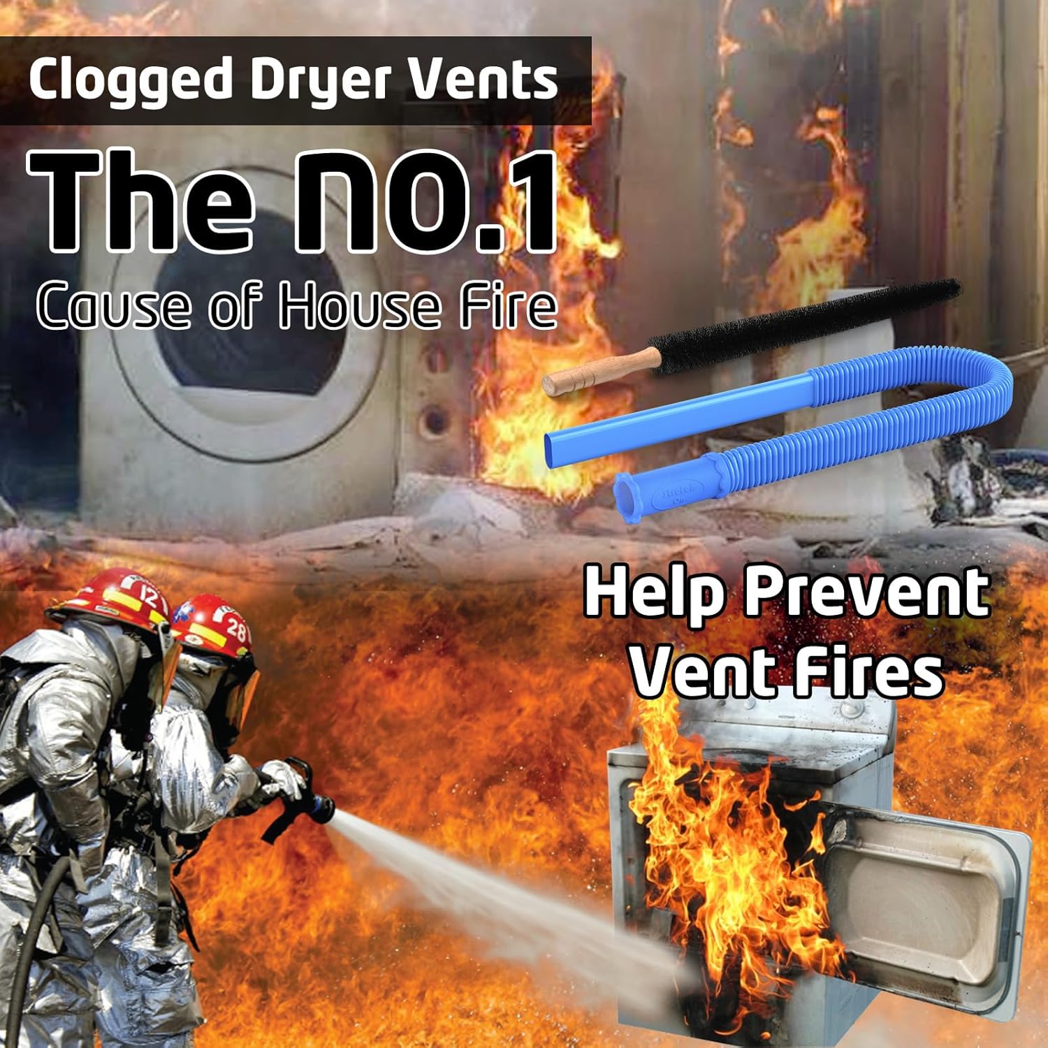 PetOde Dryer Vent Cleaner Kit - 2 Pieces Lint Brush & Vacuum Hose Attachment for Quick Lint Removal
