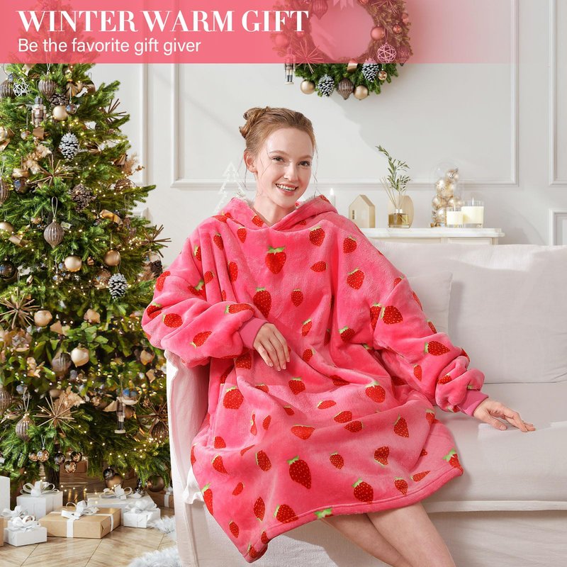 LetsFunny Blanket Hoodie,Oversized Wearable Sherpa Fleece Blanket Sweatshirt,Super Soft Warm Cozy with Giant Pocket,for Women Men Adults Teenagers Kids, One Size Fits All