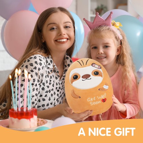 SEAOPOP Get Well Soon Plush - 7.8 Inch Sloth Plush Pillow Soft, Cute Stuff Animals Plushies Toys Gift for Girls Kids Women Recovering Patient