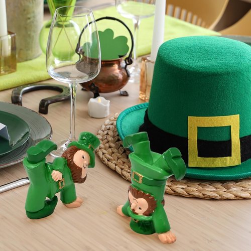 Gift Boutique St. Patrick's Leprechaun Figurines - Set of 3 Mini Irish Resin Decorations for Home & Garden