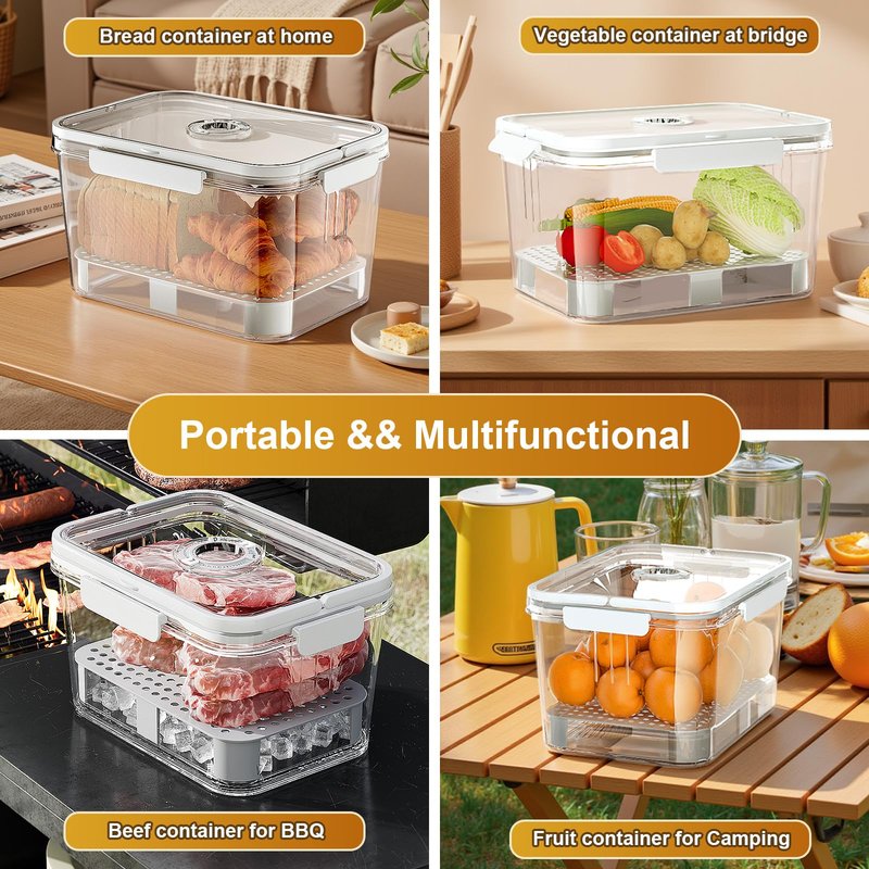 SISAYWEY Bread Box for Kitchen Countertop: 2 Pack Airtight Breadbox Food Storage Container, Portable Large Plastic Clear Container with Lid for Homemade Bread, Toast, Bagel, Donut, Cookies and Fruits