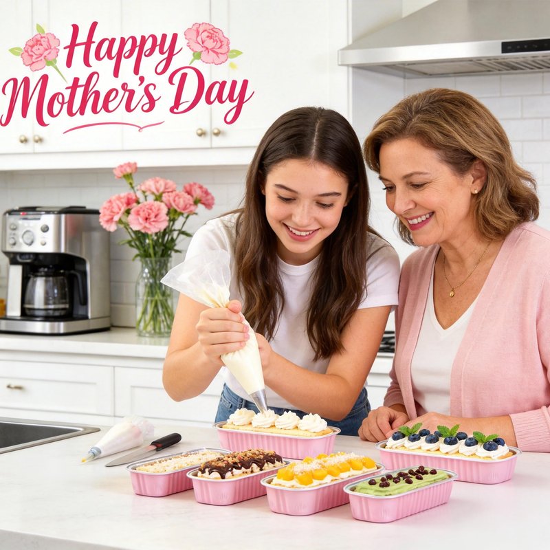 NPLUX 100 Pack Mini Cake Pans with Lids and Spoons Rectangular Aluminum Foil Baking Pans Mini Cheesecake Containers Mothers Day Party Favors(6.8oz)