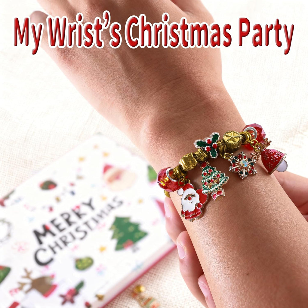 Skiennix Christmas Advent Calendar Bracelets 2025 - 24-Day DIY Jewelry Kit with 22 Charms & 2 Bracelets for Teens & Kids