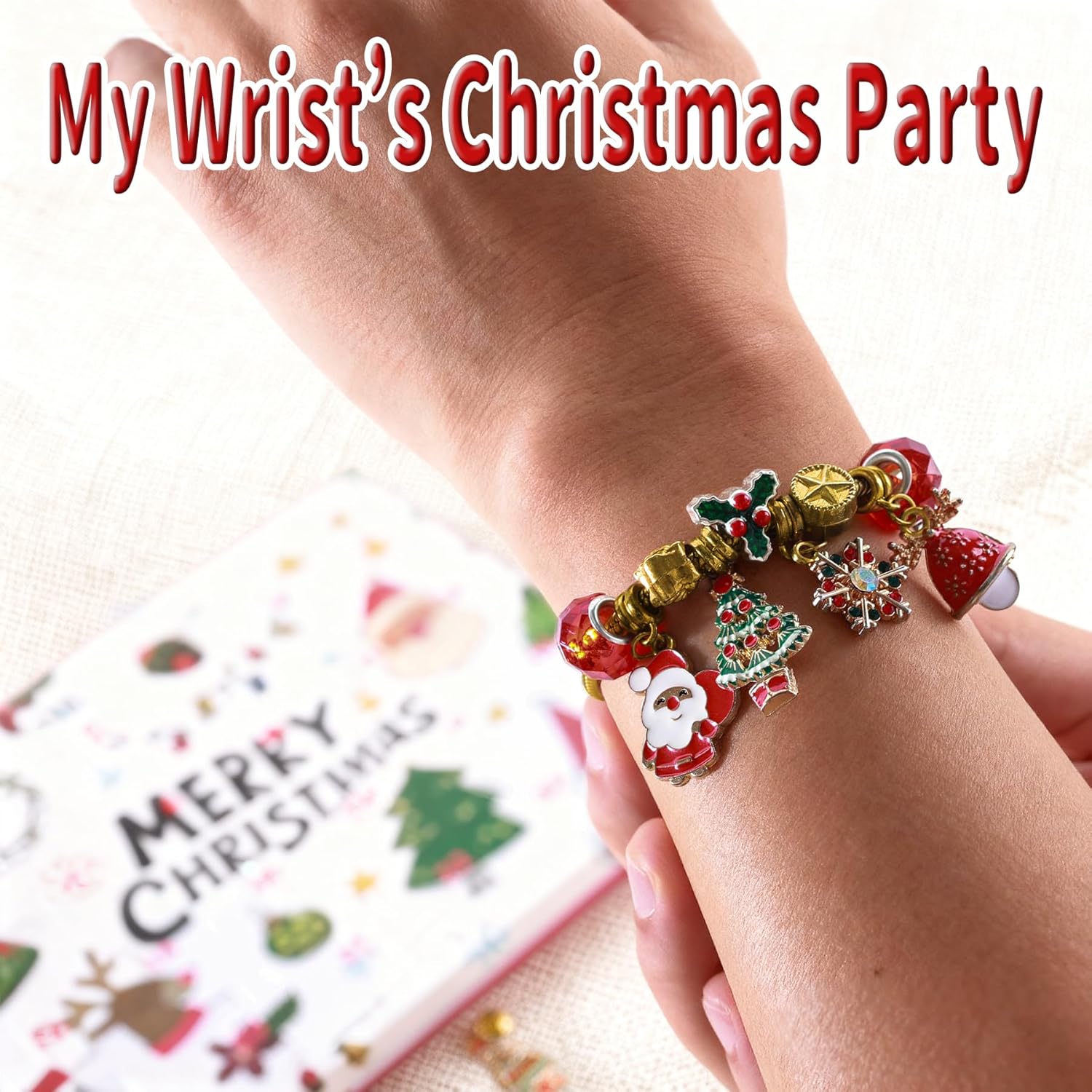 Skiennix Christmas Advent Calendar Bracelets 2025 - 24-Day DIY Jewelry Kit with 22 Charms & 2 Bracelets for Teens & Kids