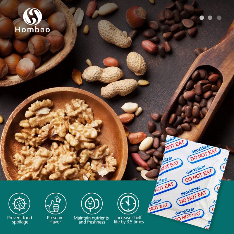 Hombao 700cc Food Grade Oxygen Absorbers -100 Packs (5 x 1 Vacuum Bag) for Storage, Packet Long Term Freshness - O2 Absorber Canning & Preserving Blue,pink