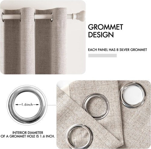 MIULEE Blackout Curtains - Thermal Insulated Natural Khaki Grommet Drapes | Luxury Room Darkening 52 x 90 Inch (2 Panels)