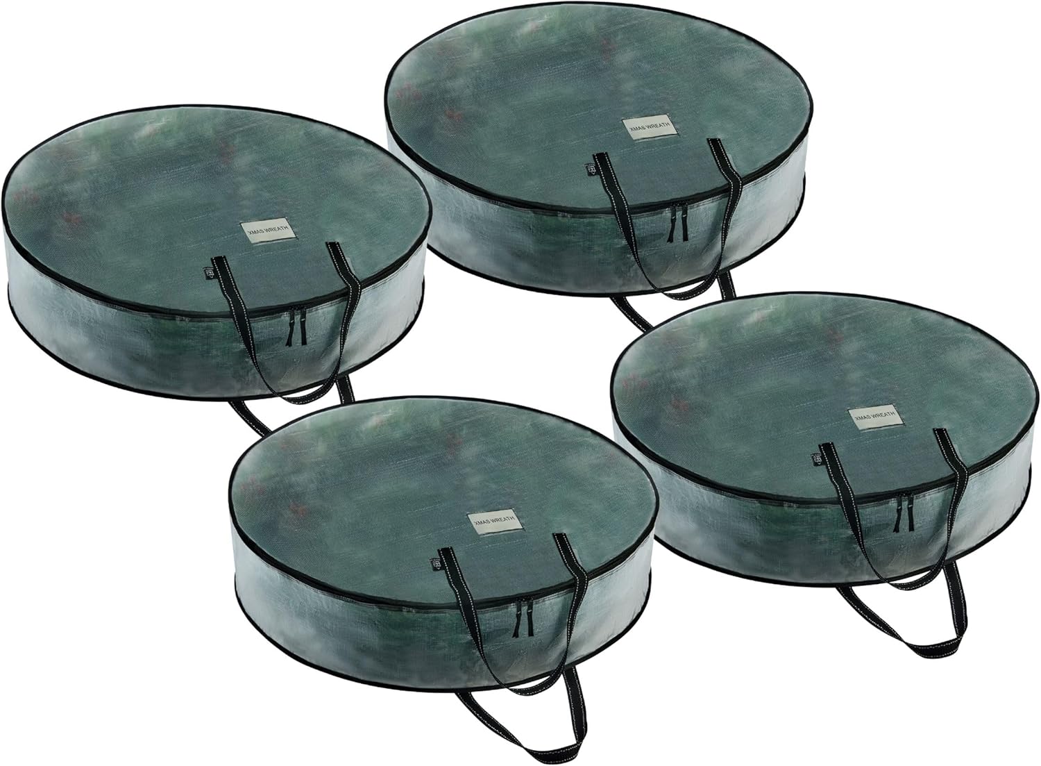 VENO Wreath Storage Container - 30 Inch Heavy Duty Clear Bag with Wall Hanging Handles | 4 Pack