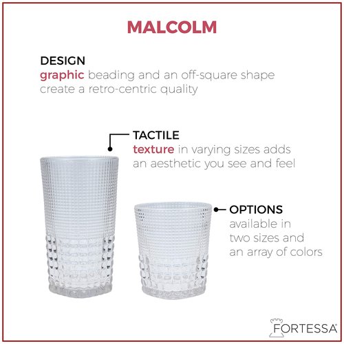 Fortessa Malcolm Iced Beverage Coctail Glass, 15-Ounce, Clear