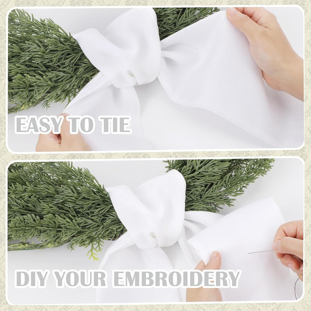 White Wreath Sash by [Brand Name] - 60-Inch Plain Sashes for Wreaths & Garlands | Indoor & Outdoor Use