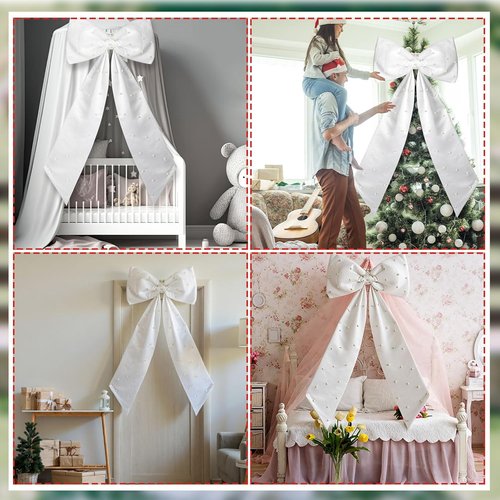 Giant White Bow - Oversized Satin Ribbon Wall Decor for Weddings & Parties | 40 x 24 Inch