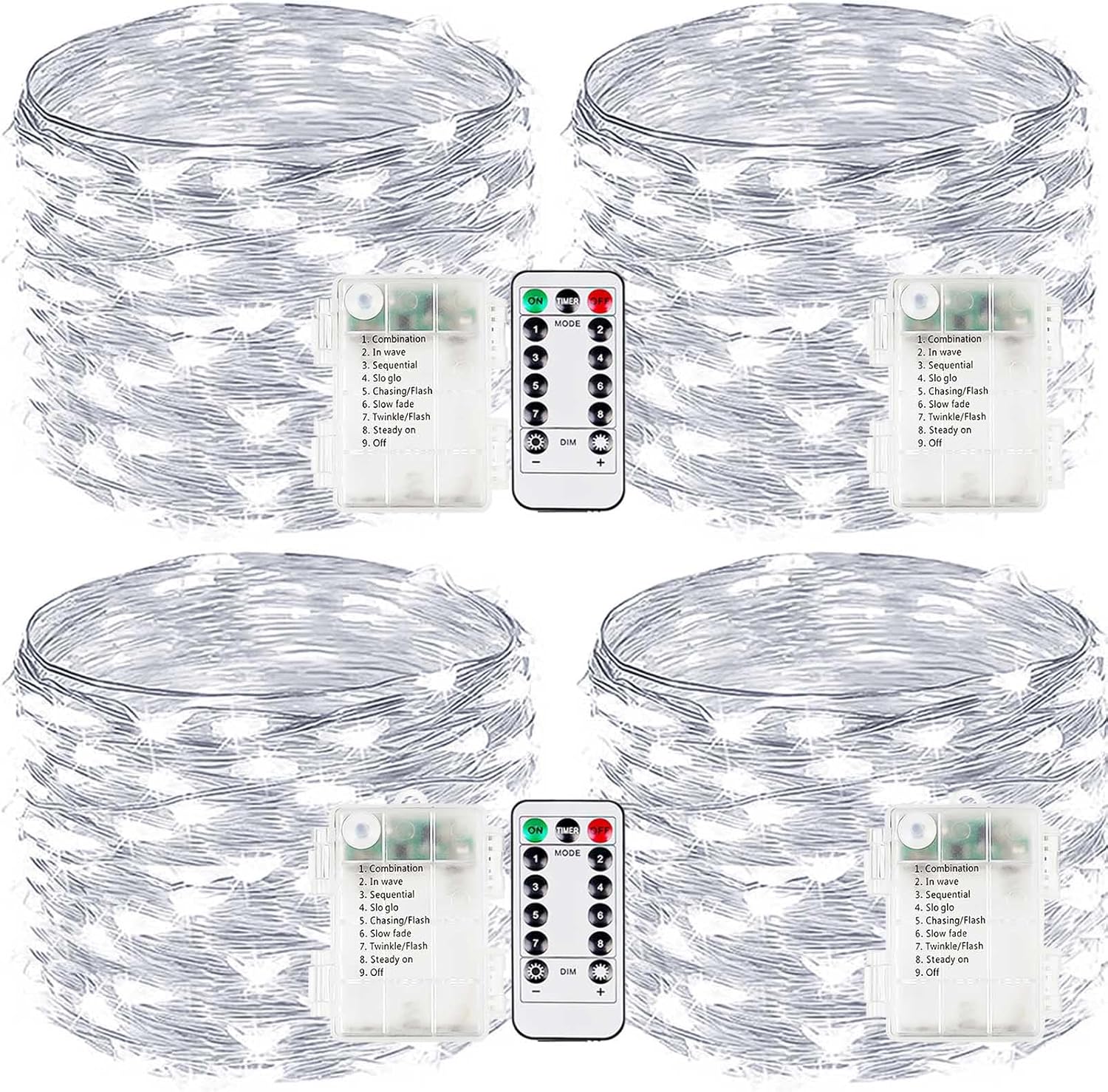 Skiennix 33FT 100 LED Battery Operated Fairy Lights - Waterproof Remote Control & Timer | Cool White