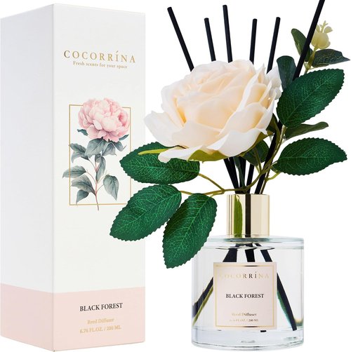 Cocorrina Reed Diffuser Set - Black Forest Scented Home Fragrance | 6.7 oz with Sticks for Large Rooms
