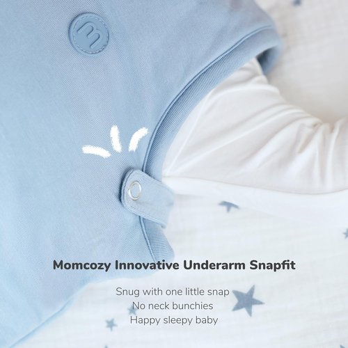 Momcozy Baby Sleep Sack - 1.5 TOG Wearable Blanket with Plush Filling & Two-Way Zipper | Small, Blue