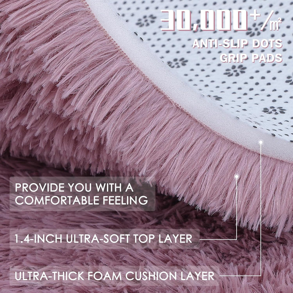 OLANLY Runner Rugs - Soft, Machine Washable Shaggy Carpet for Hallways & Bedrooms | Blush Color