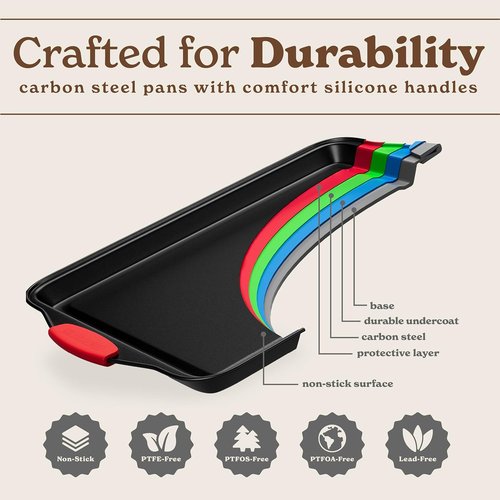 Country Kitchen Nonstick Bakeware Set - Heavy Duty, Durable & Easy Release | 10-Piece Red Set
