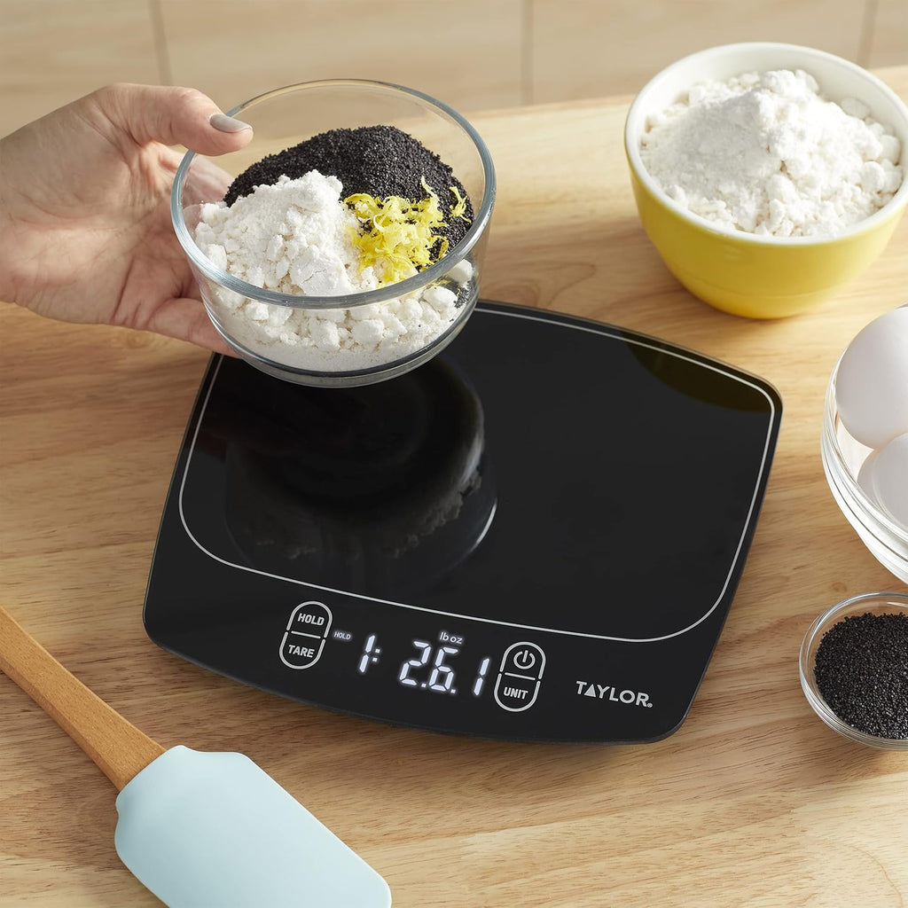 Taylor Waterproof Digital Kitchen Scale - 11 lbs Capacity | Sleek Black Design