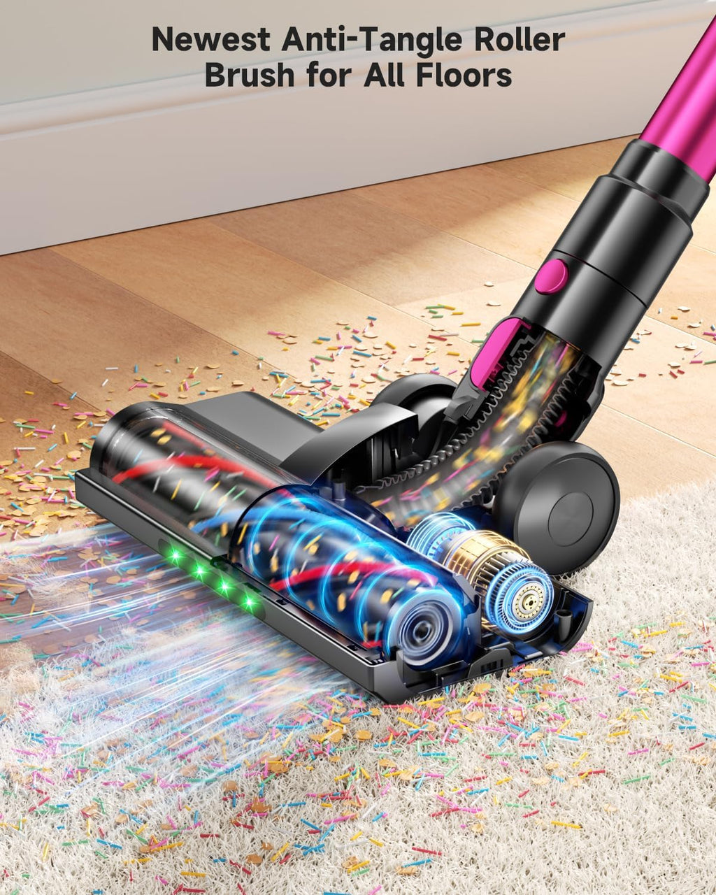 MYUAKO Cordless Vacuum Cleaner - 650W Powerful Suction | 75-Minute Runtime, 2L for Hardwood & Carpets