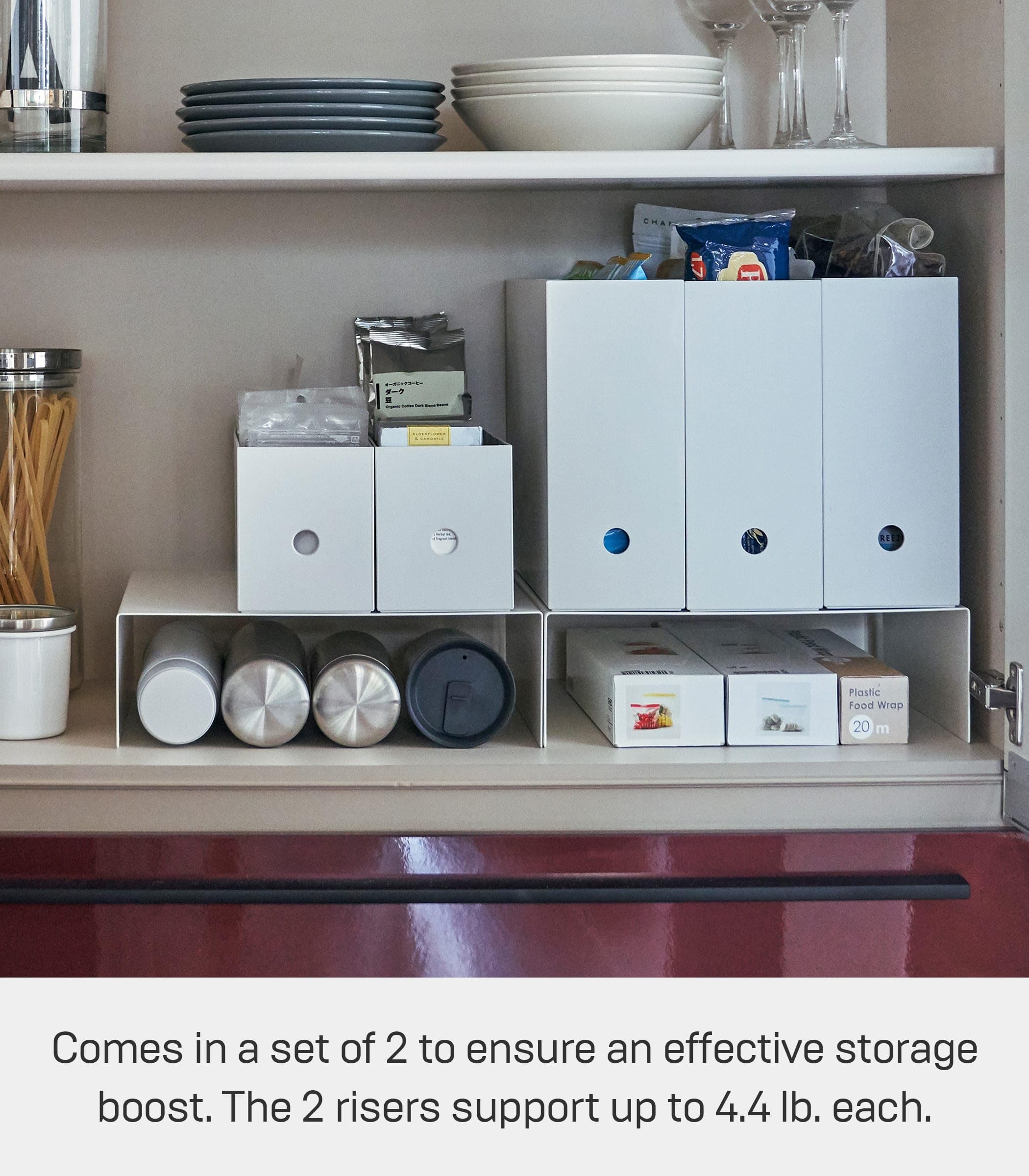 Yamazaki Home Tower Steel Under Cabinet Bottom Shelf Storage Organizer, Set Of 2 Dish Riser For Under Sink Or Kitchen Pantry Or Counter - Steel -