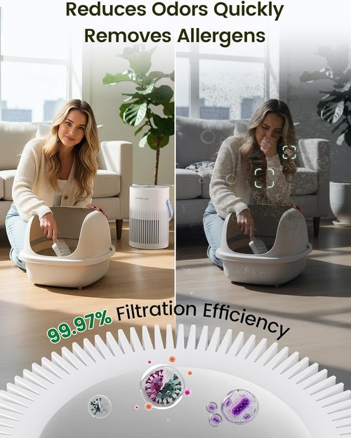 Jafända HEPA Air Purifier - Quiet Portable Air Cleaner for Home & Office | Ideal for Pet Dander, Dust, Odors (White)
