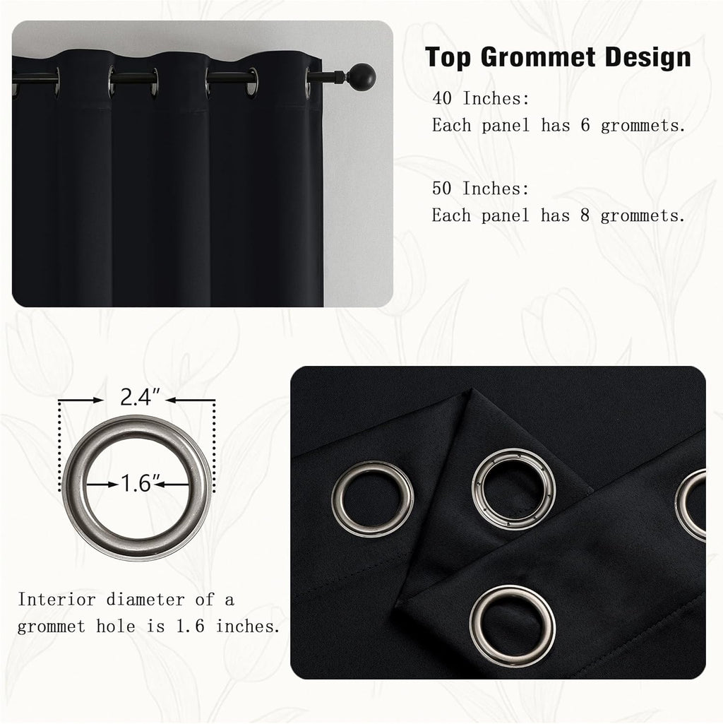 Simplebrand Blackout Curtains - Thermal Insulated Room Darkening Drapes, 63 Inch Length, 2 Panels Set