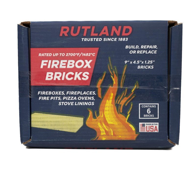Rutland Fire Bricks, Properly Cured High Temperature FireBrick, USA-Made Residential Fire Clay Replacement for Wood Stove, Fireplace, & Pizza Oven, Size 9" x 4.5" x 1.25", 6-Pack, Tan