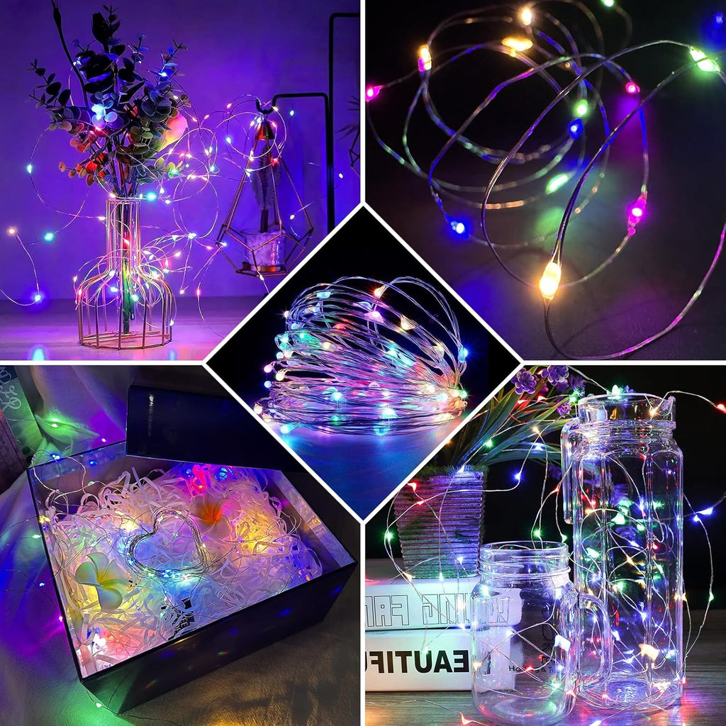 Skiennix 24-Pack Fairy Lights - 7Ft 20 LED Twinkle String Lights | Waterproof & Battery Operated for Parties, Weddings, Christmas & Valentine's Day - 8 Colors Available