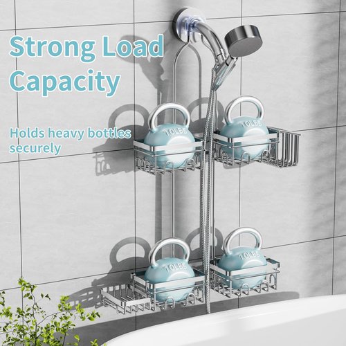 KEGII Hanging Shower Caddy - Rustproof Organizer with Soap Dish & Toothbrush Holder | Silver